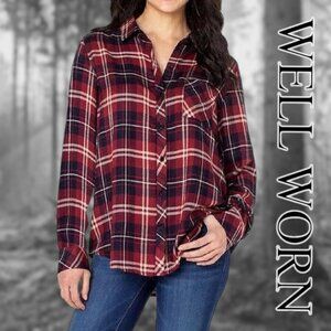 Well Worn | Women's Long Sleeve Button Down Shirt | Red | XL | NWOT